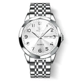 OLEVS 9970 Watches for men Business Dress Luxury Casual Analog Quartz Stainless Steel Waterproof Luminous Date Men Wrist Watches reloj para hombre Blue Dial