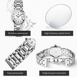 OLEVS 5575 Watches for Womens Analog Quartz Silver Strap Fashions Classic Dress Stainless Steel Date Waterproof Casual Ladies Watches Gift Womens Wrist Watches Reloj Para Mujer White/Pink/Purple