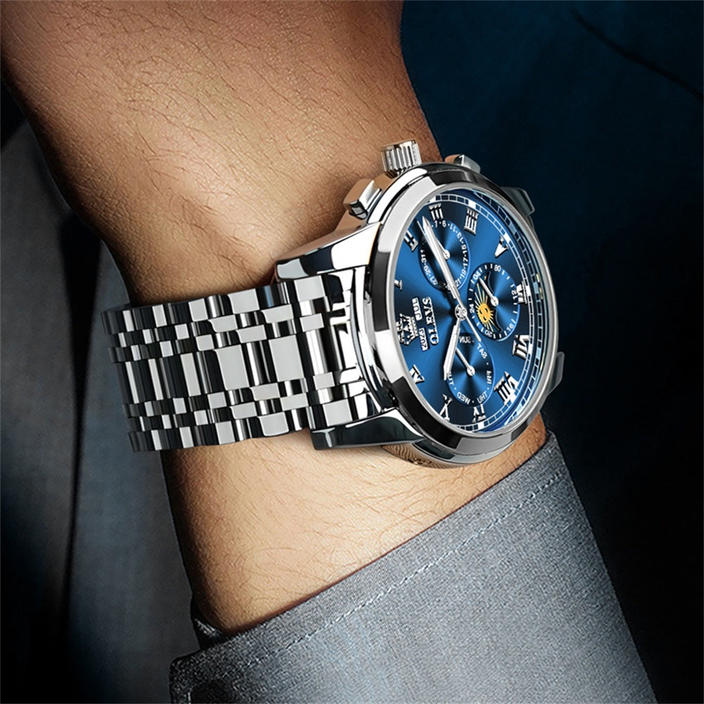Two Tone Strap-Blue Dial Gold Trim