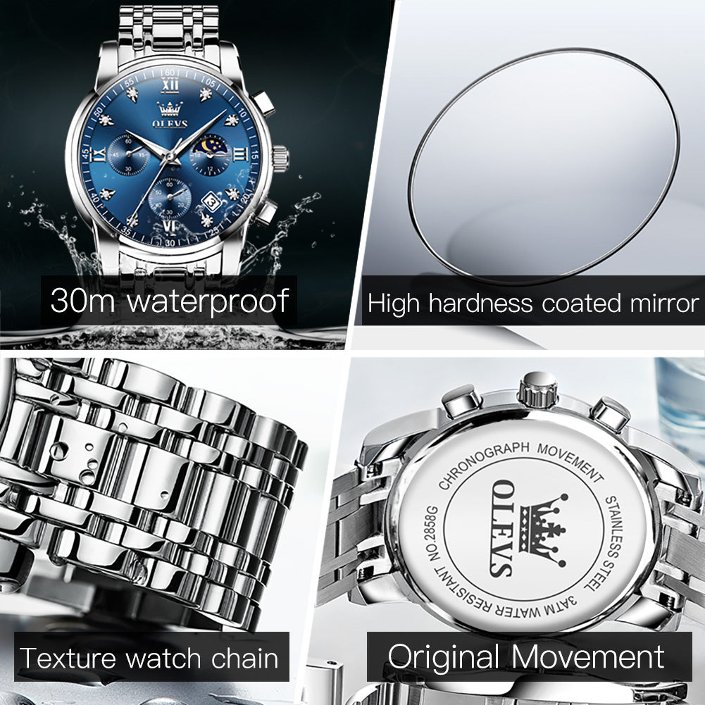 Silver Strap-Blue Dial Silver Trim