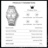 OLEVS 3613 Men's Watch with Gold Bracelet, Business Style, Gift-Ready, 3ATM Waterproof