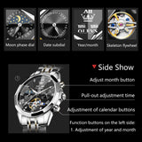 OLEVS 6620 Automatic Watches for Men Self Winding Mechanical Skeleton Luxury Dress Chronograph Gold Plated Stainless Steel Calendar Moon Phase Waterproof Luminous Mens Wrist Watches Reloj Para Hombre