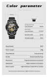 OLEVS 6670 Men Automatic Watch Diamond Skeleton Mechanical Luxury Self Winding Moon Phase Calendar Waterproof Wrist Watch for Men