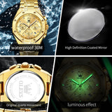OLEVS 3626 Watches for Men Business Dress Analog Quartz Chronograph Gold Plated Stainless Steel Waterproof Luminous Date Classic Mens Wrist Watches Reloj Para Hombre