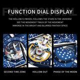 OLEVS 6689 Automatic Watches for Mens Starry Sky Skeleton Tourbillon Self Winding Mechanical Moon Phase Luminous Waterproof Luxury Dress Mens Wrist Watches Gifts Reloj Para Hombre Black/Blue/Green