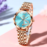 OLEVS 5189 Watch for Women Mesh Strap Fashion Rose Gold Dress Watches