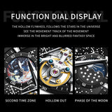 OLEVS 6689 Automatic Watches for Mens Starry Sky Skeleton Tourbillon Self Winding Mechanical Moon Phase Luminous Waterproof Luxury Dress Mens Wrist Watches Gifts Reloj Para Hombre Black/Blue/Green
