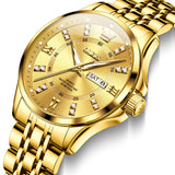 OLEVS 3620 Watches for Men Business Dress Analog Quartz Date Stainless Steel Easy Read Waterproof Luminous Luxury Casual Mens Wrist Watches Reloj Para Hombre Gold/Silver/Blue