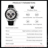 OLEVS 2875 Watches for Men Chronograph Multifunction Diamond Luminous Waterproof Silicone Wrist Watches