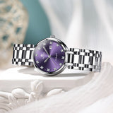 OLEVS 5575 Watches for Womens Analog Quartz Silver Strap Fashions Classic Dress Stainless Steel Date Waterproof Casual Ladies Watches Gift Womens Wrist Watches Reloj Para Mujer White/Pink/Purple