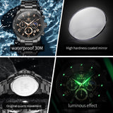 OLEVS 3660 Chronograph Watches for Men Fashion Dress Analog Quartz Moon Phase Stainless Steel Waterproof Luminous Date Luxury Mens Wrist Watches Reloj Para Hombre Rose/Black