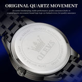OLEVS 3638 Watches for Men Business Dress Waterproof Analog Quartz Stainless Steel Luminous Day Date Roman Numeral Classic Men Wrist Watches Reloj Para Hombre Black Dial