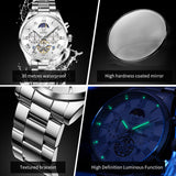 OLEVS 3640 Chronograph Watches for Men Waterproof Business Dress Analog Quartz Luxury Moon Phase Stainless Steel Roman Numeral Luminous Casual Mens Wrist Watches Reloj Para Hombre