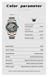 OLEVS 6670 Men Automatic Watch Diamond Skeleton Mechanical Luxury Self Winding Moon Phase Calendar Waterproof Wrist Watch for Men