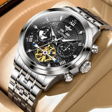 OUPINKE 3255 Self Winding Black Watches for Men Luxury Business Dress Mens Watch Reloj Para Hombre
