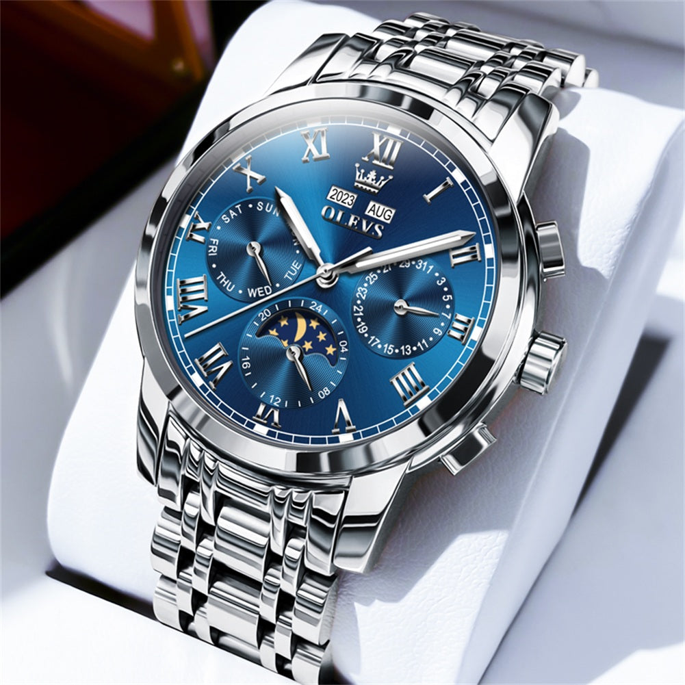 Silver Strap-Blue Dial Silver Trim