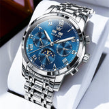 Two Tone Strap-Blue Dial Gold Trim