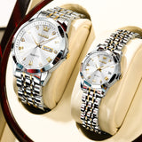 Two Tone Strap-White Dial Silver Trim