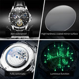 OLEVS 6689 Automatic Watches for Mens Starry Sky Skeleton Tourbillon Self Winding Mechanical Moon Phase Luminous Waterproof Luxury Dress Mens Wrist Watches Gifts Reloj Para Hombre Black/Blue/Green