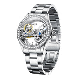 OLEVS 6699 Automatic Watches for Womens Mechanical Diamond Skeleton Self Winding Luxury Dress Waterproof Luminous Ladies Watches Womens Wrist Watches Gift Reloj Para Mujer
