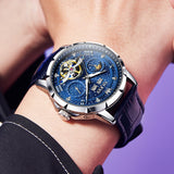 OLEVS 6690 Mens Automatic Watches Self-Winding Starry Sky Diamond Skeleton Luxury Wrist Watch Waterproof Luminous