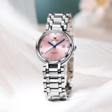 OLEVS 5575 Watches for Womens Analog Quartz Silver Strap Fashions Classic Dress Stainless Steel Date Waterproof Casual Ladies Watches Gift Womens Wrist Watches Reloj Para Mujer White/Pink/Purple