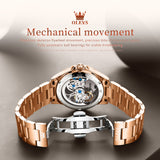OLEVS 6699 Automatic Watches for Womens Mechanical Diamond Skeleton Self Winding Luxury Dress Waterproof Luminous Ladies Watches Womens Wrist Watches Gift Reloj Para Mujer
