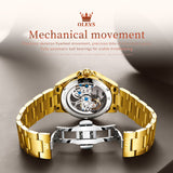 OLEVS 6699 Automatic Watches for Womens Mechanical Diamond Skeleton Self Winding Luxury Dress Waterproof Luminous Ladies Watches Womens Wrist Watches Gift Reloj Para Mujer