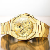 OLEVS 3626 Watches for Men Business Dress Analog Quartz Chronograph Gold Plated Stainless Steel Waterproof Luminous Date Classic Mens Wrist Watches Reloj Para Hombre