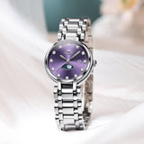 OLEVS 5573 Women's Quartz Watch with Arabic numerals and Diamond Dial Design, Blue Hands, Date Display, 3ATM Water Resistance