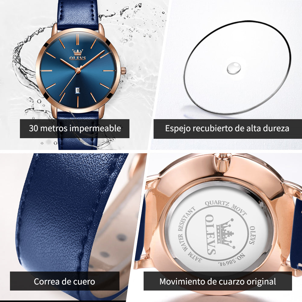 Blue Strap-Blue Dial Rose Trim