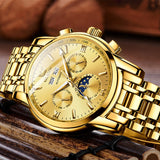 OLEVS 6633 Mens Watches Automatic Luxury Big Face Multi Calendar Stainless Steel Waterproof Luminous Wrist Watch for Men