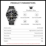 OLEVS 3640 Chronograph Watches for Men Waterproof Business Dress Analog Quartz Luxury Moon Phase Stainless Steel Roman Numeral Luminous Casual Mens Wrist Watches Reloj Para Hombre