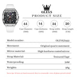 OLEVS 2942 Watches for Men Chronograph Waterproof Luxury Dress Quartz Silicon Strap Multifunction Moon Phase Calendar Luminous Men Wrist Watches Reloj Para Hombre Black/Red