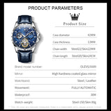 OLEVS 6689 Automatic Watches for Mens Starry Sky Skeleton Tourbillon Self Winding Mechanical Moon Phase Luminous Waterproof Luxury Dress Mens Wrist Watches Gifts Reloj Para Hombre Black/Blue/Green