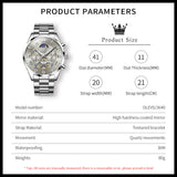 OLEVS 3640 Chronograph Watches for Men Waterproof Business Dress Analog Quartz Luxury Moon Phase Stainless Steel Roman Numeral Luminous Casual Mens Wrist Watches Reloj Para Hombre