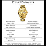 OLEVS 3620 Watches for Men Business Dress Analog Quartz Date Stainless Steel Easy Read Waterproof Luminous Luxury Casual Mens Wrist Watches Reloj Para Hombre Gold/Silver/Blue