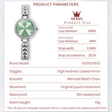 OLEVS 9971 Mermaid Full Diamond Quartz Women's Watch: Waterproof, Luminous, Fully Diamond-Set, Mermaid-Themed Design.