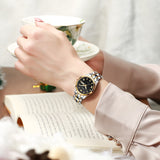 OLEVS Women's Casual Wrist Watch Classic Elegant rhinestone Small Face Band Analog Quartz Ladies Dress Watch Luxury Stainless Steel Luminous with Calendar Date, Christmas Gifts for Her Reloj para Mujer White/Blue/Grey Dial
