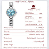 OLEVS 9971 Mermaid Full Diamond Quartz Women's Watch: Waterproof, Luminous, Fully Diamond-Set, Mermaid-Themed Design.