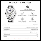 OLEVS 3640 Chronograph Watches for Men Waterproof Business Dress Analog Quartz Luxury Moon Phase Stainless Steel Roman Numeral Luminous Casual Mens Wrist Watches Reloj Para Hombre