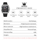 OLEVS 2942 Watches for Men Chronograph Waterproof Luxury Dress Quartz Silicon Strap Multifunction Moon Phase Calendar Luminous Men Wrist Watches Reloj Para Hombre Black/Red