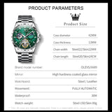 OLEVS 6689 Automatic Watches for Mens Starry Sky Skeleton Tourbillon Self Winding Mechanical Moon Phase Luminous Waterproof Luxury Dress Mens Wrist Watches Gifts Reloj Para Hombre Black/Blue/Green