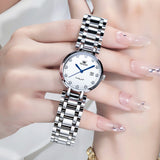 OLEVS 5575 Watches for Womens Analog Quartz Silver Strap Fashions Classic Dress Stainless Steel Date Waterproof Casual Ladies Watches Gift Womens Wrist Watches Reloj Para Mujer White/Pink/Purple