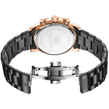 OLEVS 3660 Chronograph Watches for Men Fashion Dress Analog Quartz Moon Phase Stainless Steel Waterproof Luminous Date Luxury Mens Wrist Watches Reloj Para Hombre Rose/Black