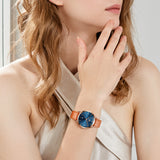 Orange Strap-Blue Dial Rose Trim