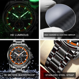 OLEVS Watches for Men TY713 All Black Orange