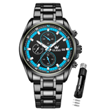 OLEVS Watches for Men TY713 All Black Blue