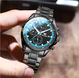 OLEVS Watches for Men TY713 All Black Blue