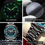 OLEVS Watches for Men TY713 All Black Blue
